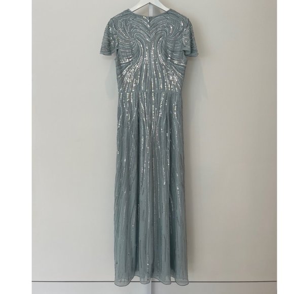 JENNY PACKHAM NO. 1. BLUE SEQUIN GOWN SIZE US 10 / UK 14 - Picture 4 of 17